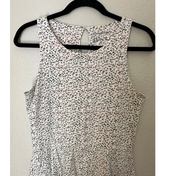 Pact Sustainable Organic Cotton Tank Dress, White/green/pink leopard Size M - Picture 3 of 8